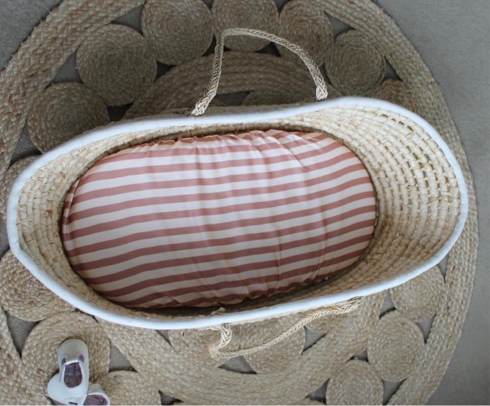 Rhubarb Stripe Bamboo Moses Basket Sheet