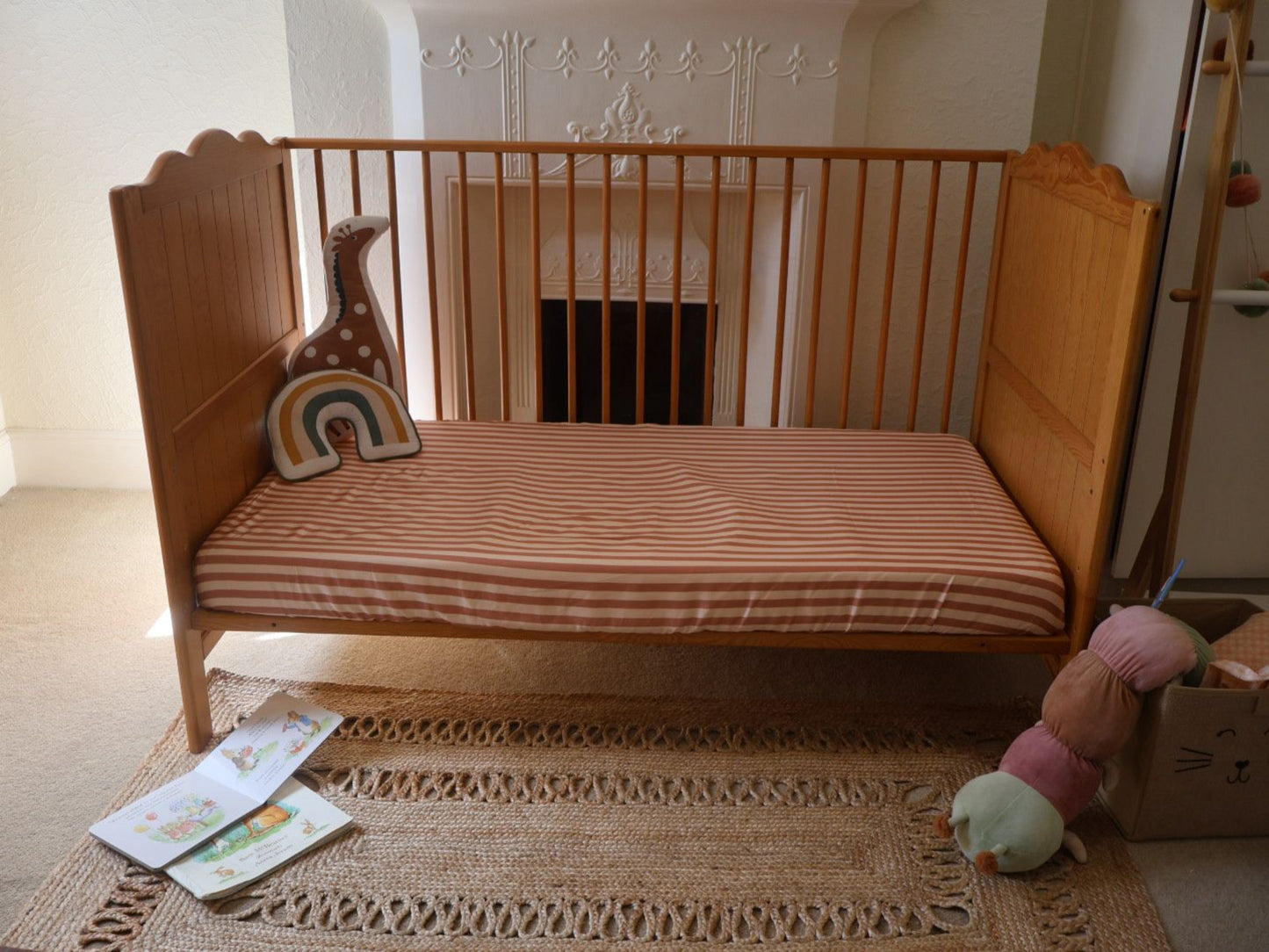 Rhubarb Stripe Bamboo Cotbed Sheet